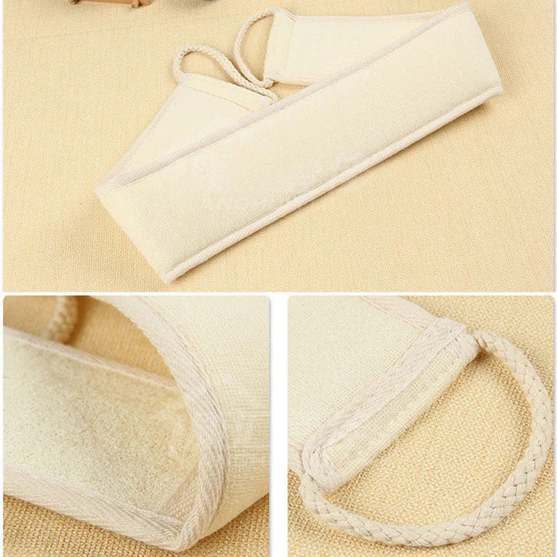 Exfoliating Loofah Back Scrubber For Shower Natural Long Handle Loofah Back Strap Washer Sponge Spa Body Skin Brush CleaningTool