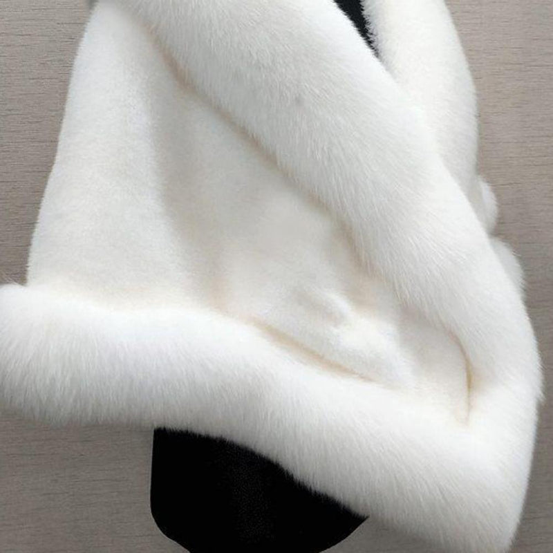 Faux Fur Shawl, Rabbit Collar Winter Shawl, Elegant Bridal Fur Wrap Shawl, Plush Warm Cape Coat Fluffy Poncho Women Jacket.