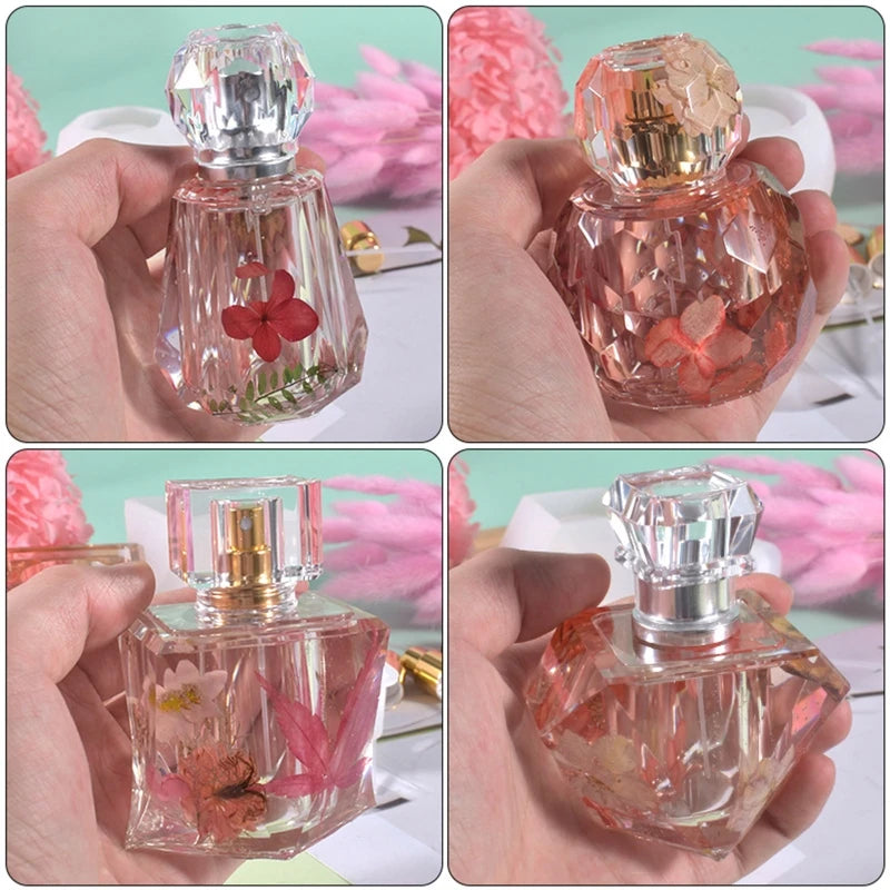 DIY Perfume Bottle Molds with Lid Handmade Irregular Perfume Storage Jar Container Silicone Mould Home Office Table Decoration