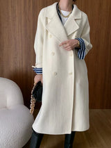 French Luxury and Minimalist Style Double Breasted Albaca Alpaca Wool Double-Sided Coat Jacket
