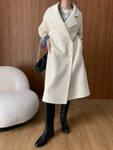 French Luxury and Minimalist Style Double Breasted Albaca Alpaca Wool Double-Sided Coat Jacket