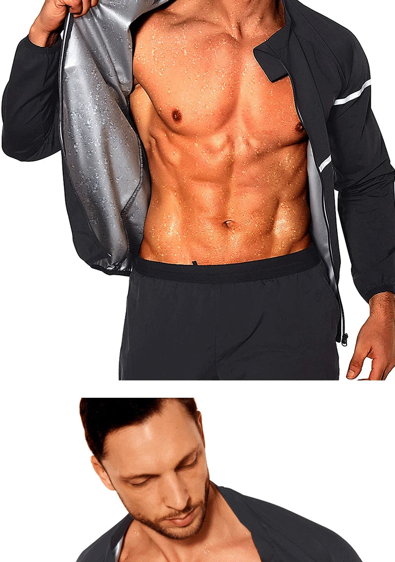 SEXYWG Men Sauna Sweat Jacket Hot Sweat Weight Loss Top Fitness Sportwear Slimming Body Shaper Workout Fat Buning Long Sleeves