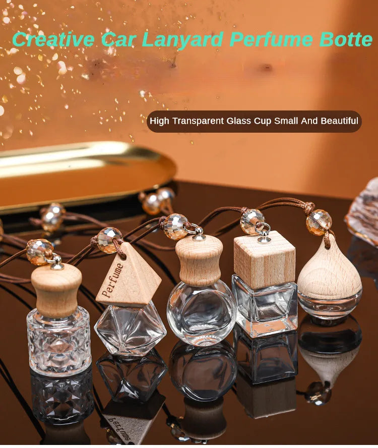 Perfume Glass Bottles Empties Hanging Car Rearview Mirror Ornament Freshener For Fragrance Closet Perfume Essential Diffuser