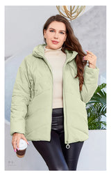 HaiLuoZi 2023 New Plus Size Women Clothing Short Hooded Quilting Female Outwear Classic Design Lightweight Women's Jacket 5529