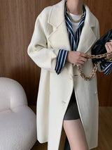 French Luxury and Minimalist Style Double Breasted Albaca Alpaca Wool Double-Sided Coat Jacket