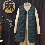 Plus Size Female Korean V-neck Casual Ultra Light Vest Coat Autumn Winter Women X-Long White Duck Down Warm Sleeveless Jackets