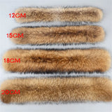 Real Fur Collar for Coat Parkas Women Winter Natural Raccoon Fur Scarf for Jacket Warm Luxury Furry Hood Trim with Buttons