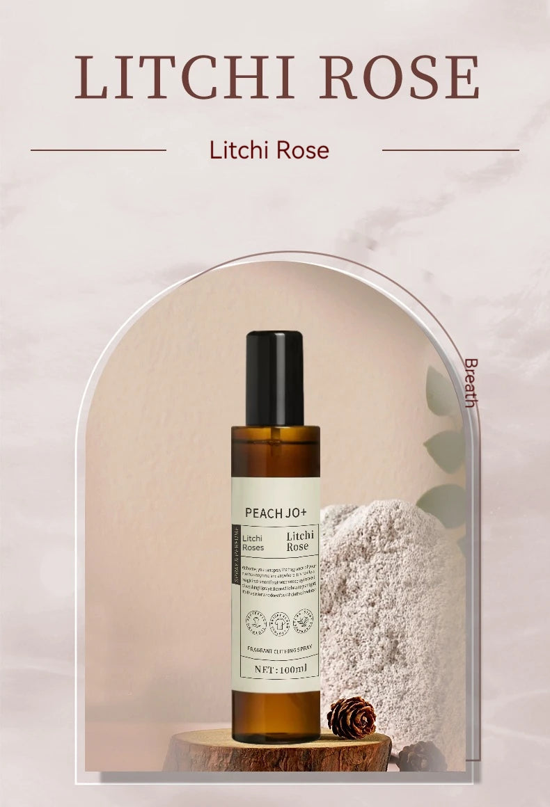 Lychee Rose Clothes Fragrance Deodorener Spray Aromatherapy Remove Smoke Mites 100ML Perfume Long-lasting Cover Body Odor