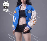 CTC-004 1/6 Female Soldier Fashion Baseball Jersey Coat Letter Print Cardigan Jacket Top Clothes Accessory For 12" Female Body