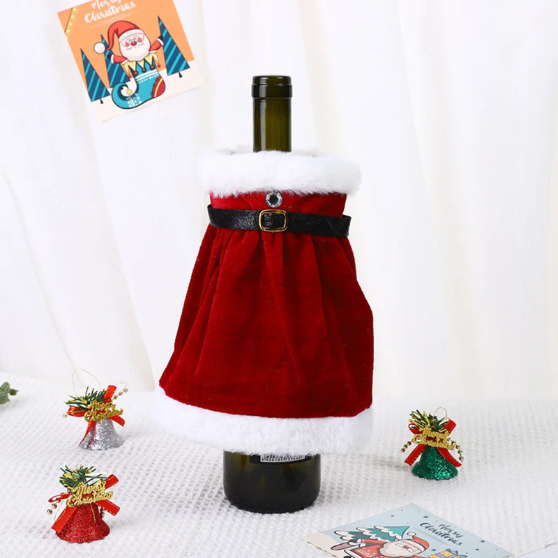 Christmas Wine Bottle Cover dress Christmas Decorations For Home 2024 Navidad Noel Natal Ornaments Xmas Gift Happy New Year 2025