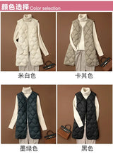 Plus Size Female Korean V-neck Casual Ultra Light Vest Coat Autumn Winter Women X-Long White Duck Down Warm Sleeveless Jackets