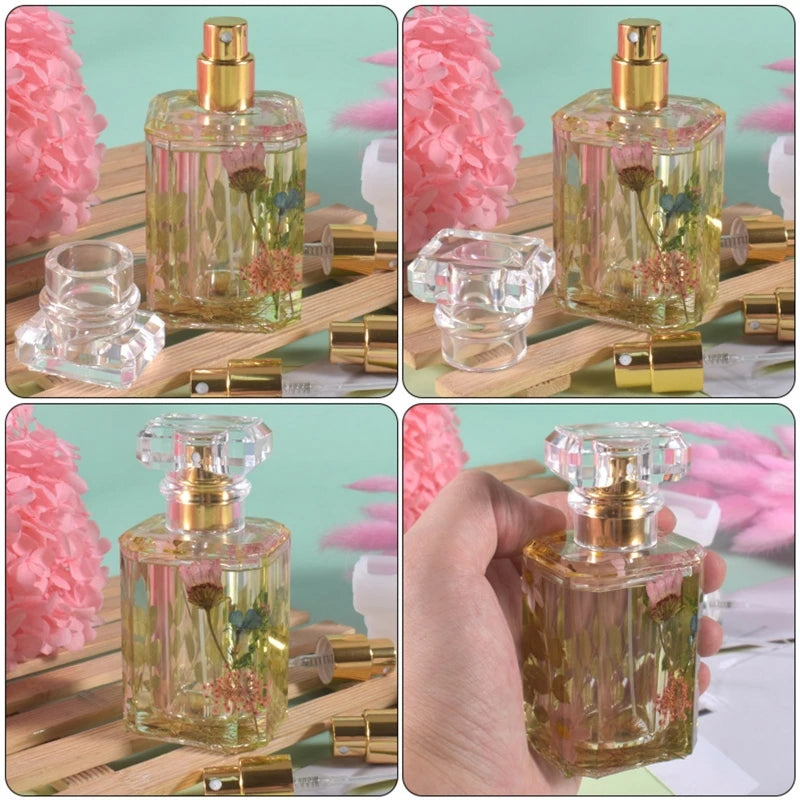 DIY Perfume Bottle Molds with Lid Handmade Irregular Perfume Storage Jar Container Silicone Mould Home Office Table Decoration