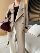 French Luxury and Minimalist Style Double Breasted Albaca Alpaca Wool Double-Sided Coat Jacket