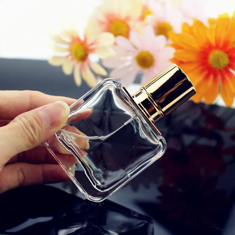 Glass Square Perfume Bottle Portable Empty Liquid Spray Bottle Dispenser Fine Mist Refillable Bottles Perfume Container 30ml