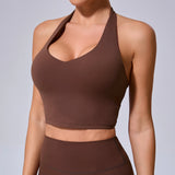 Ladies Sports Bra Sexy Hanging Neck High Support Impact Yoga Underwear Running Fitness Gym Push Up Workout Bra Padded Bralette
