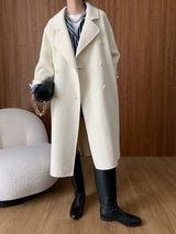French Luxury and Minimalist Style Double Breasted Albaca Alpaca Wool Double-Sided Coat Jacket