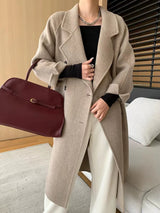 French Luxury and Minimalist Style Double Breasted Albaca Alpaca Wool Double-Sided Coat Jacket