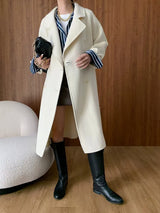 French Luxury and Minimalist Style Double Breasted Albaca Alpaca Wool Double-Sided Coat Jacket