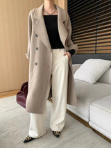 French Luxury and Minimalist Style Double Breasted Albaca Alpaca Wool Double-Sided Coat Jacket