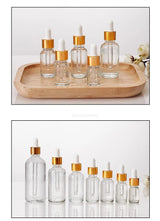 Dropper Bottle Gold Cap Transparent Glass Pipette Bottles for Perfume Essence Essential Oil Reagent Aromatherapy Liquid Cosmetic