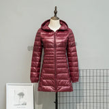 Plus Size Down Jacket 2024 New Arrivals Women Hooded Ultra Light Down Jacket Korean Slim Fit Female Puffer Down Coats