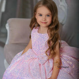 Exquisite Pink Sleeveless Flower Girls Dresses with Sequined 2024 Summer New Knee Length Christmas Gowns for Princess فلور فتاة