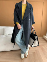 French Luxury and Minimalist Style Double Breasted Albaca Alpaca Wool Double-Sided Coat Jacket