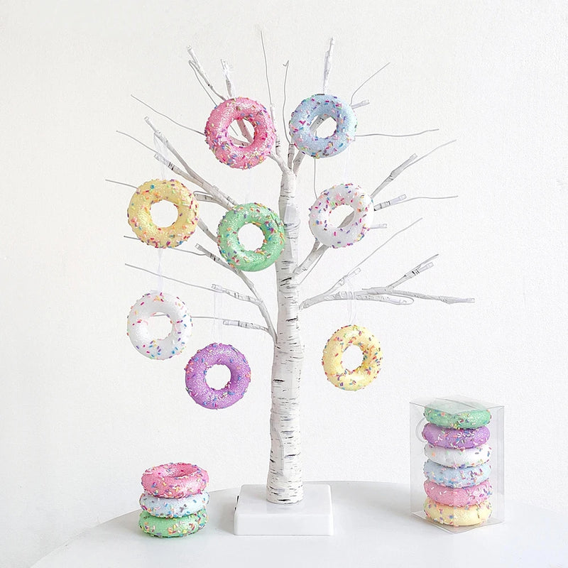 5/6pcs Macaron Ice Cream Cake Donut Pendant Christmas Tree Hanging Decoration Kids New Year Gifts Home Party Noel Navidad 2024