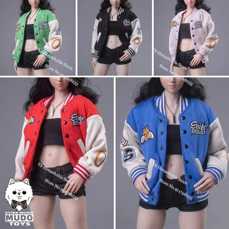 CTC-004 1/6 Female Soldier Fashion Baseball Jersey Coat Letter Print Cardigan Jacket Top Clothes Accessory For 12" Female Body