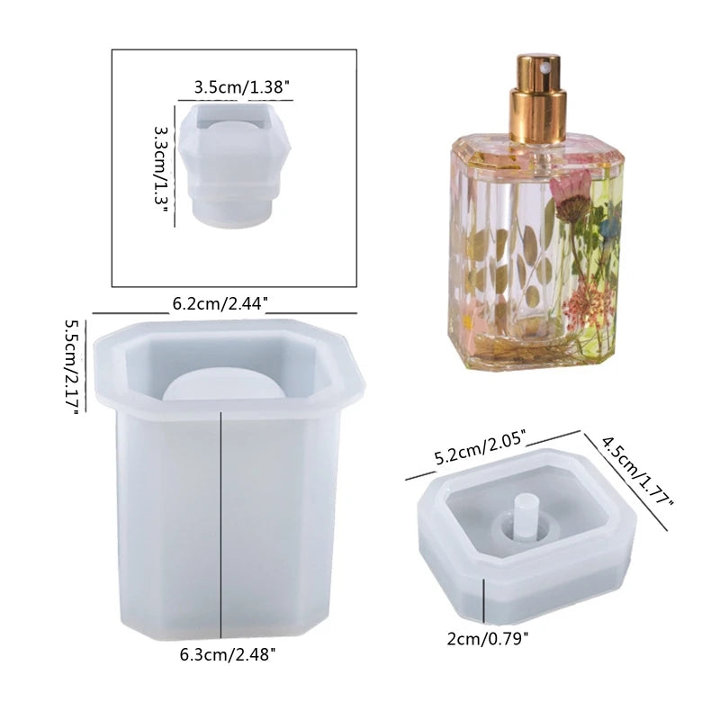 DIY Perfume Bottle Molds with Lid Handmade Irregular Perfume Storage Jar Container Silicone Mould Home Office Table Decoration