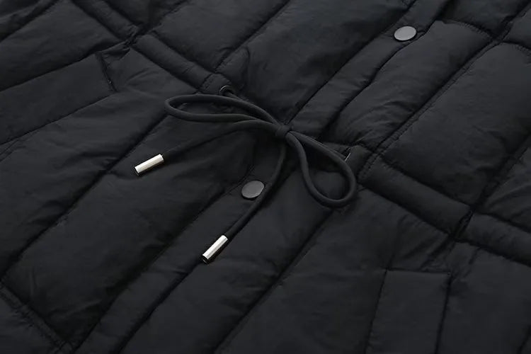 Plus Size Women's Clothing Autumn And Winter New In Thickened Laminated Vest Turndown Collar Mid-Length Quilted Jacket Oversize