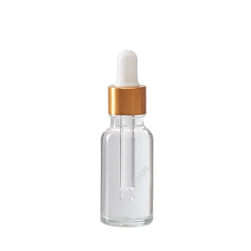 Dropper Bottle Gold Cap Transparent Glass Pipette Bottles for Perfume Essence Essential Oil Reagent Aromatherapy Liquid Cosmetic