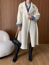 French Luxury and Minimalist Style Double Breasted Albaca Alpaca Wool Double-Sided Coat Jacket