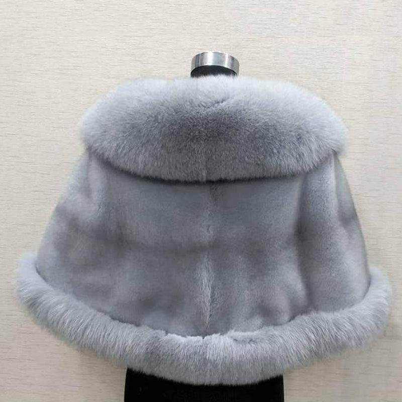 Faux Fur Shawl, Rabbit Collar Winter Shawl, Elegant Bridal Fur Wrap Shawl, Plush Warm Cape Coat Fluffy Poncho Women Jacket.