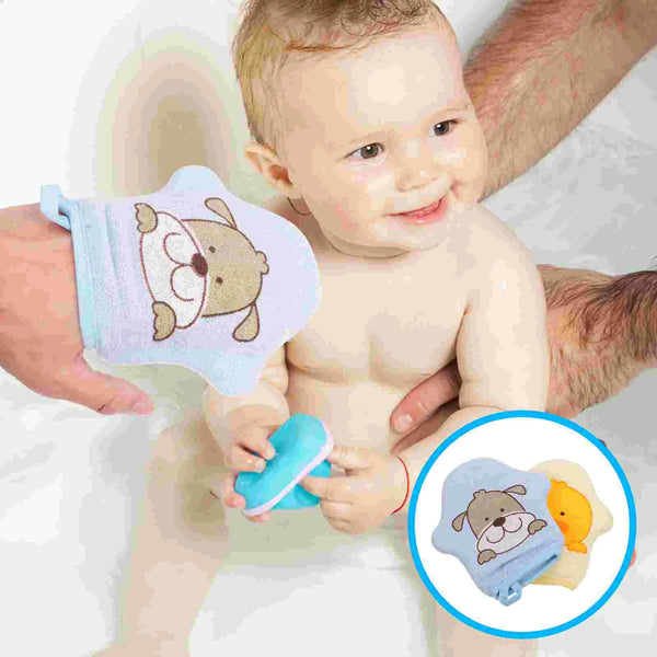 2 Pcs Bath Cotton Bathing Towel Shower Body Brush Infant Mitt Scrubbing Baby Kids Shampoo Glove Practical Face