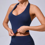 Ladies Sports Bra Sexy Hanging Neck High Support Impact Yoga Underwear Running Fitness Gym Push Up Workout Bra Padded Bralette