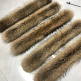 Real Fur Collar for Coat Parkas Women Winter Natural Raccoon Fur Scarf for Jacket Warm Luxury Furry Hood Trim with Buttons