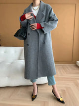 French Luxury and Minimalist Style Double Breasted Albaca Alpaca Wool Double-Sided Coat Jacket
