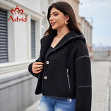 Astrid Autumn Women's Jacket Double-Faced Fur Spliced Design Hooded Warm Coats Lady Demi-Season Parkas Plus Size Outwears 30200