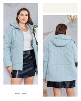 HaiLuoZi 2023 New Plus Size Women Clothing Short Hooded Quilting Female Outwear Classic Design Lightweight Women's Jacket 5529