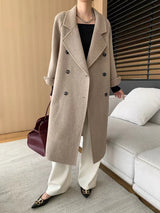 French Luxury and Minimalist Style Double Breasted Albaca Alpaca Wool Double-Sided Coat Jacket