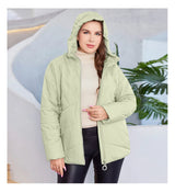 HaiLuoZi 2023 New Plus Size Women Clothing Short Hooded Quilting Female Outwear Classic Design Lightweight Women's Jacket 5529