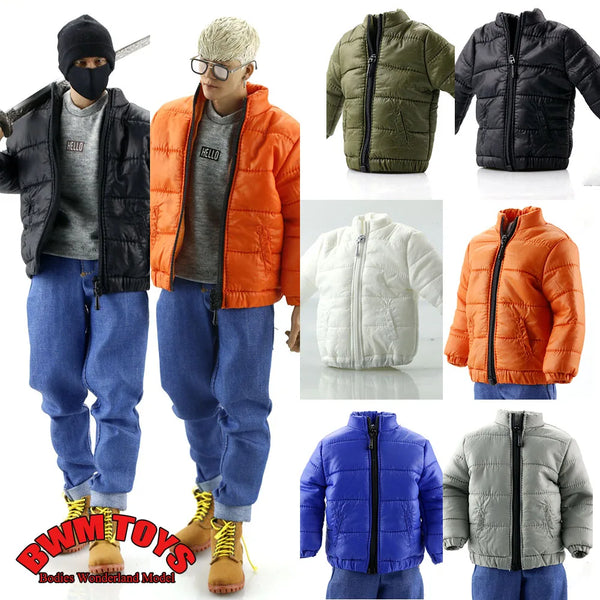 6 Colors FA017 1/6 Scale Men Solider Down Coat Men Casual Streetwear Warm Jacket with Zip for 12 inch Male Solider Action Figure