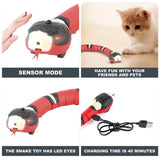 Smart Sensing Cat Toys Interactive Automatic Eletronic Snake Cat Teaser Indoor Play Kitten Toy USB Rechargeable for Cats Kitten