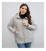 HaiLuoZi 2023 New Plus Size Women Clothing Short Hooded Quilting Female Outwear Classic Design Lightweight Women's Jacket 5529