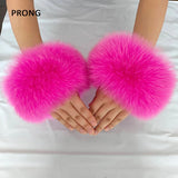 Genuine Fur Cuffs Wrist Warmer Black Real Fox Fur Wristband Lady Bracelet Jacket Sleeves Decore Real Fur Cuff Coat Accessories