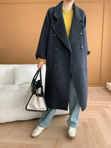 French Luxury and Minimalist Style Double Breasted Albaca Alpaca Wool Double-Sided Coat Jacket