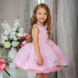 Exquisite Pink Sleeveless Flower Girls Dresses with Sequined 2024 Summer New Knee Length Christmas Gowns for Princess فلور فتاة