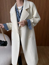 French Luxury and Minimalist Style Double Breasted Albaca Alpaca Wool Double-Sided Coat Jacket