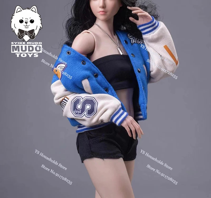 CTC-004 1/6 Female Soldier Fashion Baseball Jersey Coat Letter Print Cardigan Jacket Top Clothes Accessory For 12" Female Body